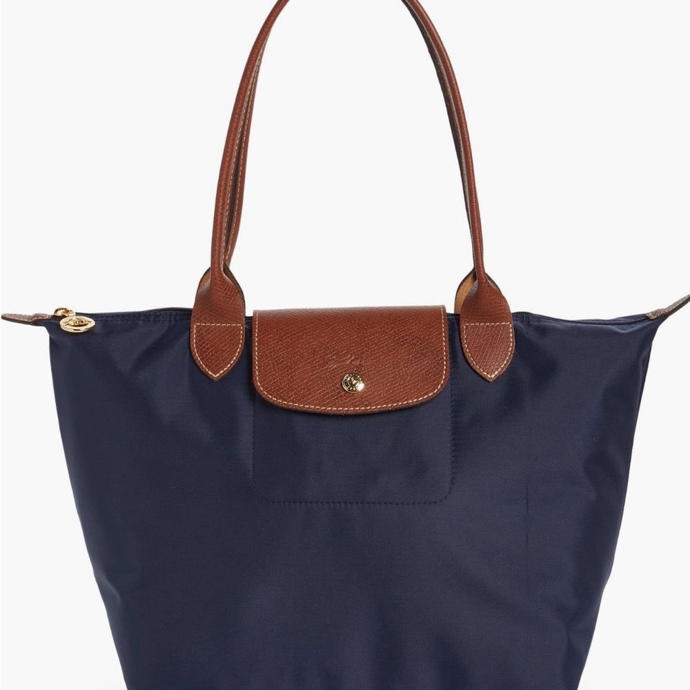 Longchamp Navy and Brown Tote Bag